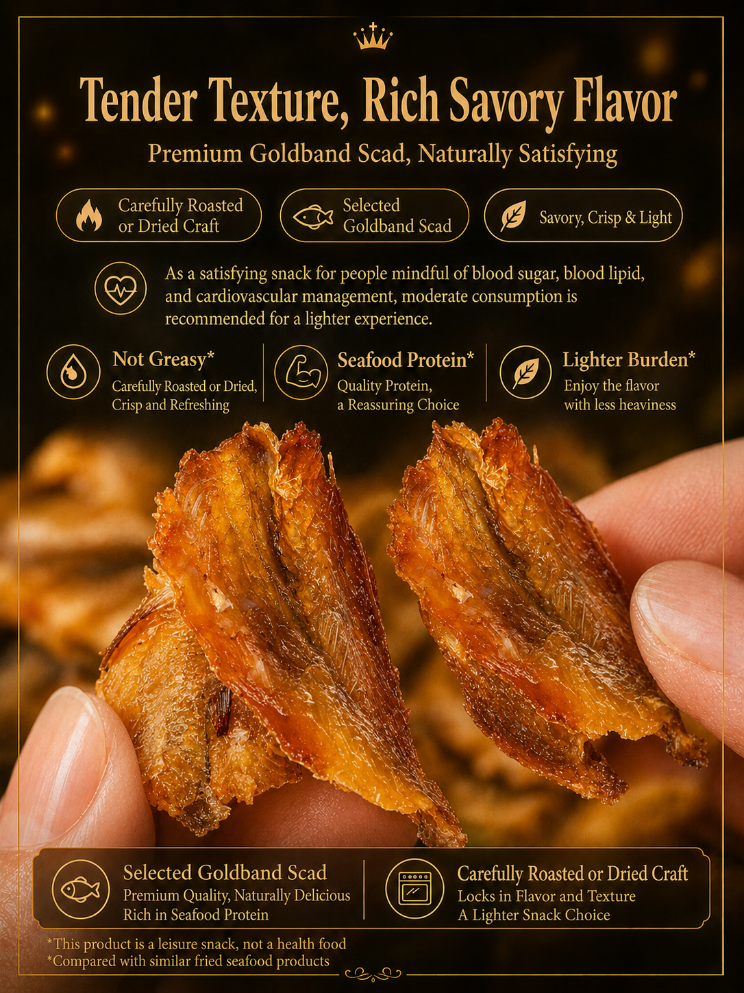 🐟 Nourish your body with high-quality deep-sea fish protein and the crisp texture of goldstripe trevally — a ready-to-eat snack tailored for those mindful of vascular health-CJP