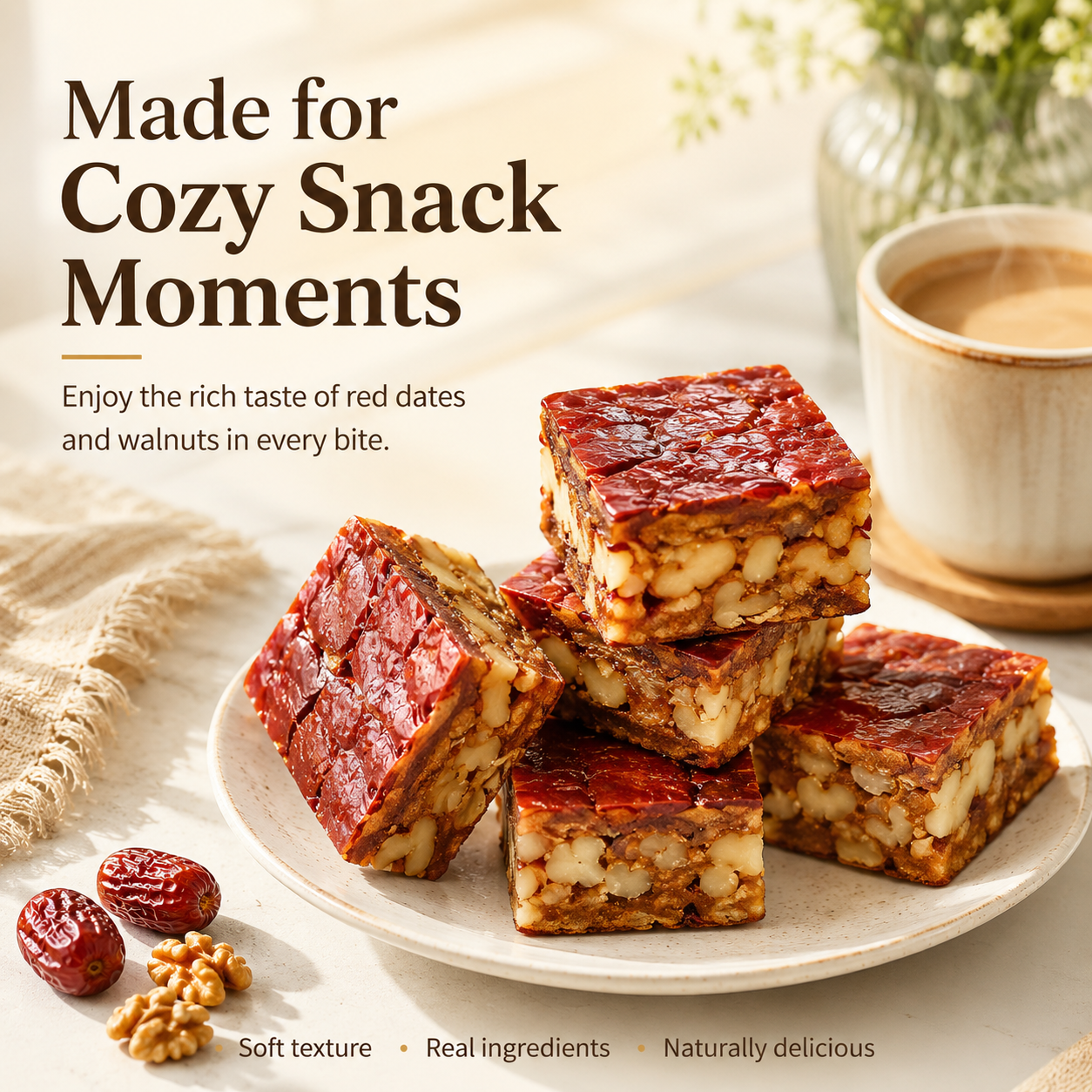 🌿 Made with Xinjiang Ingredients | Red Date Walnut Zao Ren Pie for the Whole Family-DZT