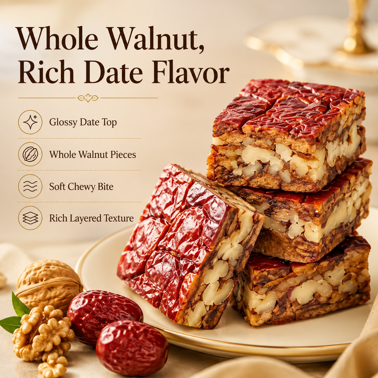 🌿 Made with Xinjiang Ingredients | Red Date Walnut Zao Ren Pie for the Whole Family-DZT