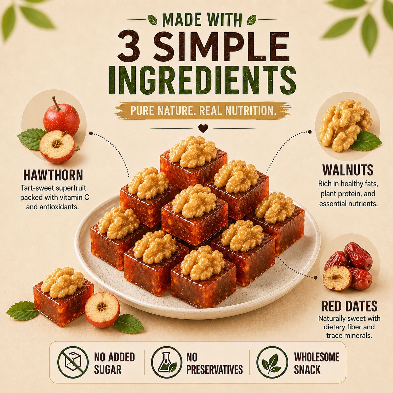 Natural Daily Fuel for Men’s Strength, Stamina & Vitality-Hawthorn Walnut Pie-HJY