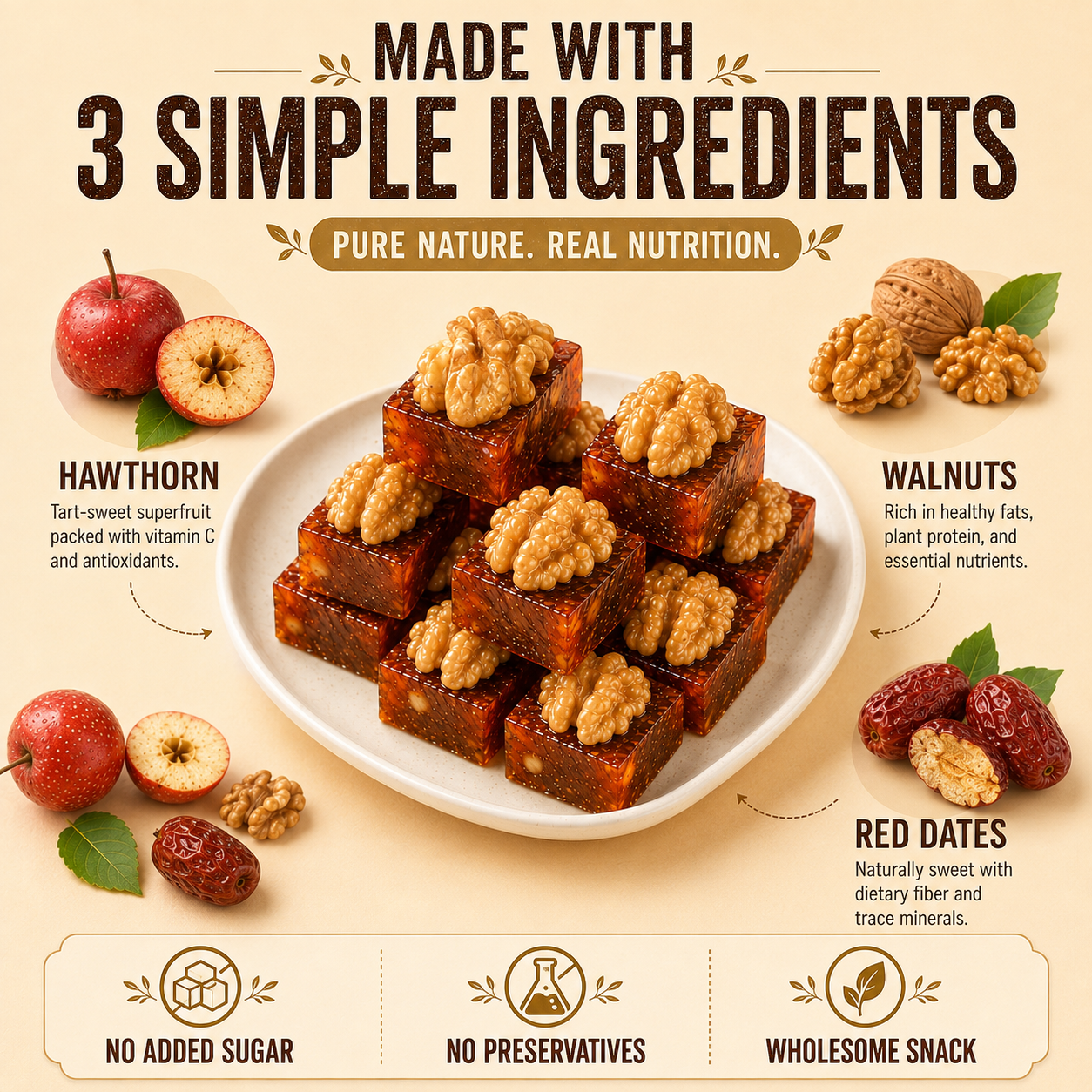 Natural Daily Fuel for Men’s Strength, Stamina & Vitality-Hawthorn Walnut Pie-HJY