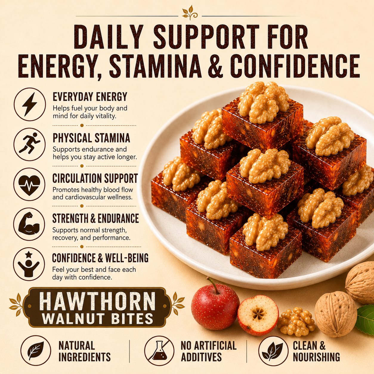 Natural Daily Fuel for Men’s Strength, Stamina & Vitality-Hawthorn Walnut Pie-HJY