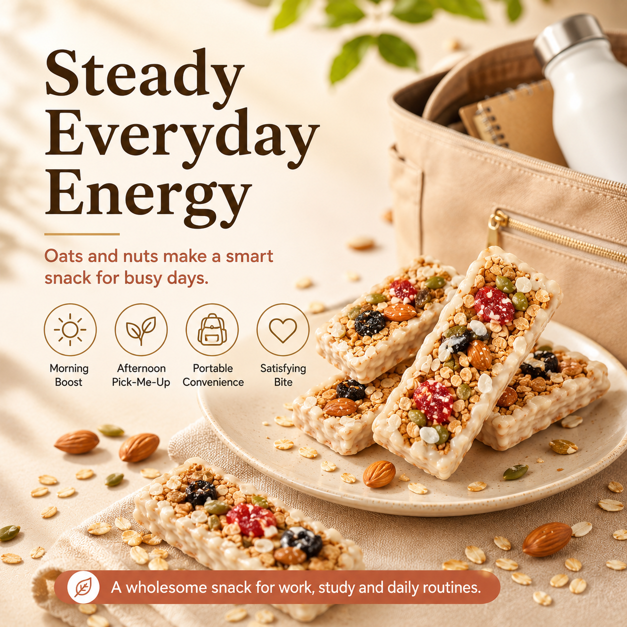 A Satisfying Snack Bar Made with Oats & Nuts 😋-DZT