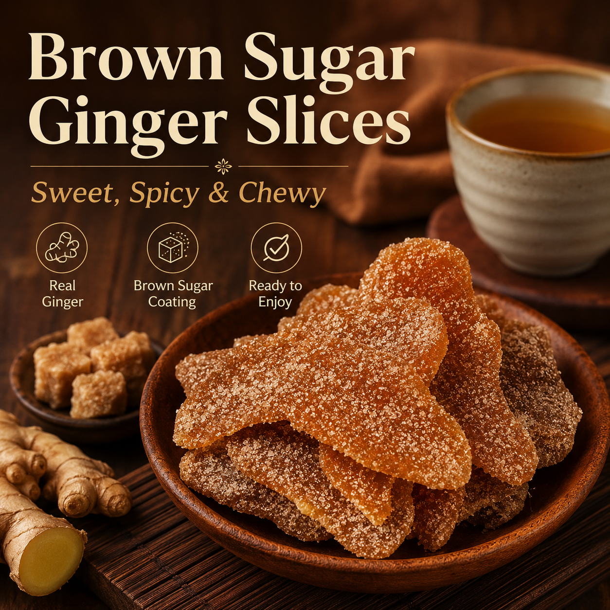 🌶️ Sweet, Spicy & Perfect! Traditional Handmade Brown Sugar Ginger Slices for Everyone 🍯-DZT