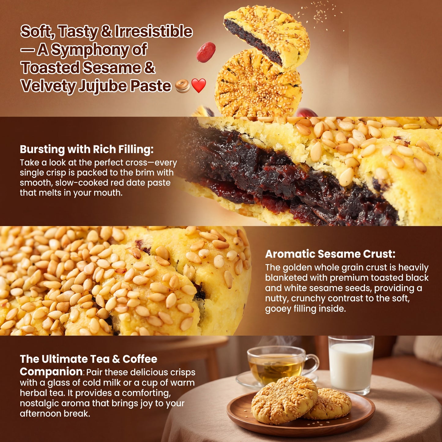 🌿All-natural sugar-Free Whole Wheat Soft Jujube Pastry (Satisfying & Guilt-Free Snack)☀️-XXS