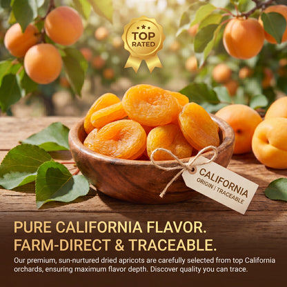 🍑Pure California Sunshine: Premium Unsulfured Dried Apricots — 🍃Whole, Sun-Dried & Naturally Sweet-XXS