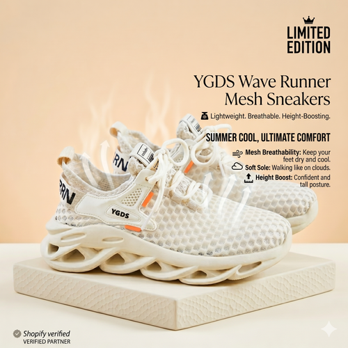 YGDS Wave Runner Mesh Sneakers | Ultra-Breathable Height-Boosting Summer Walking Shoes 👟☁️ LGZ