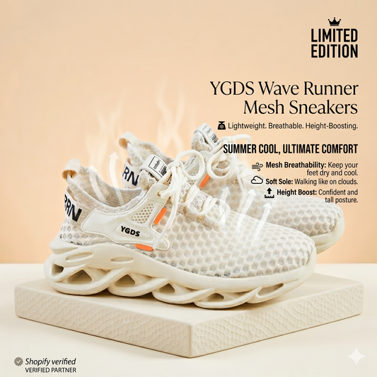 YGDS Wave Runner Mesh Sneakers | Ultra-Breathable Height-Boosting Summer Walking Shoes 👟☁️ LGZ