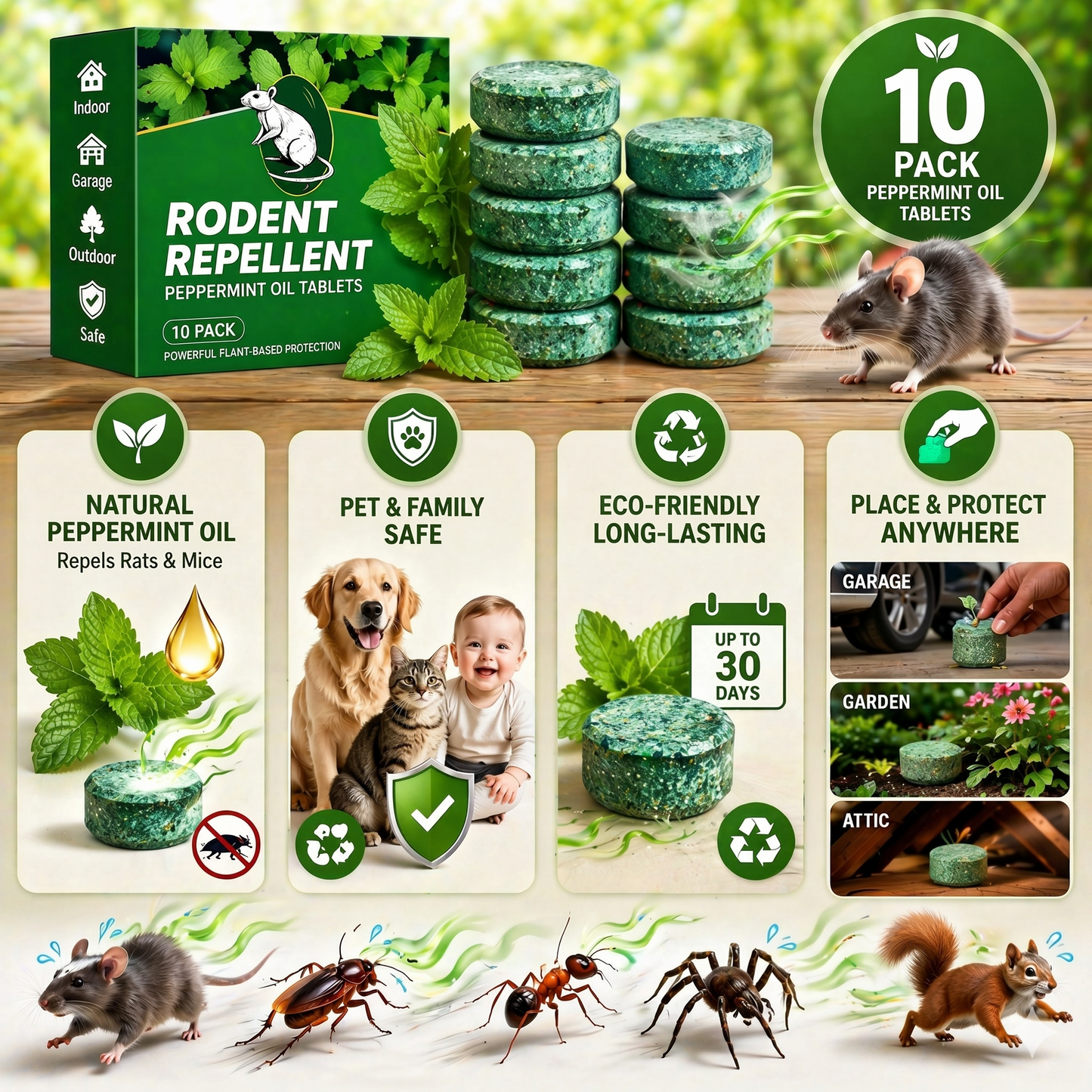 Premium Natural Peppermint Rodent Repellent | Upgraded 12-Pack Safe Pest Control 🌿🐭 LGZ