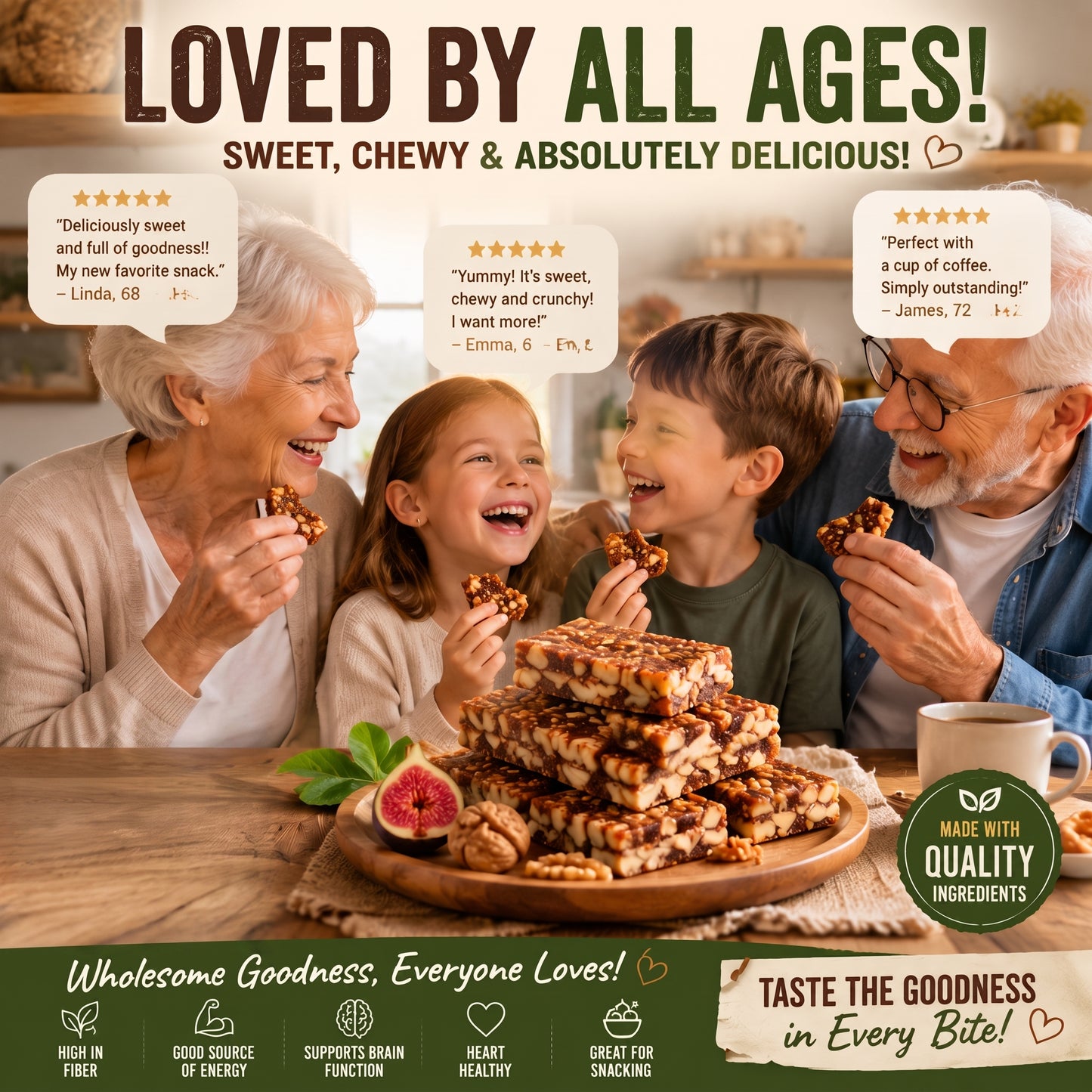 Fig & Walnut Healthy Snack Bars | High Fiber Natural Treat-SUY