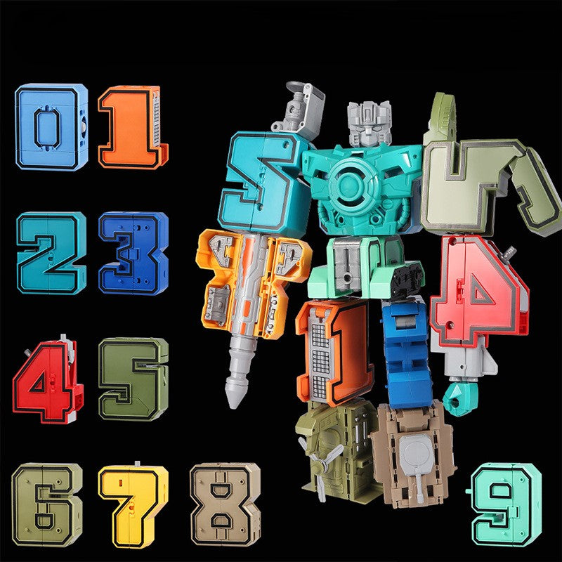 🤖10-in-1 Number Transforming Robot Toy –🔢Numbers 0–9 each transform into a unique mini robot or vehicle mode-YOY