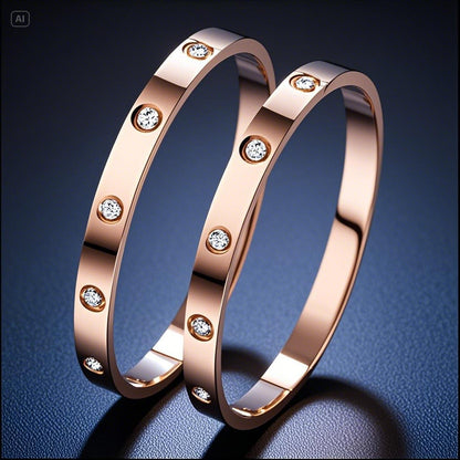 14K Gold Plated Crystal Bangle Bracelet, Waterproof Stainless Steel Cuff Bangle with Sparkling Stones-TTT