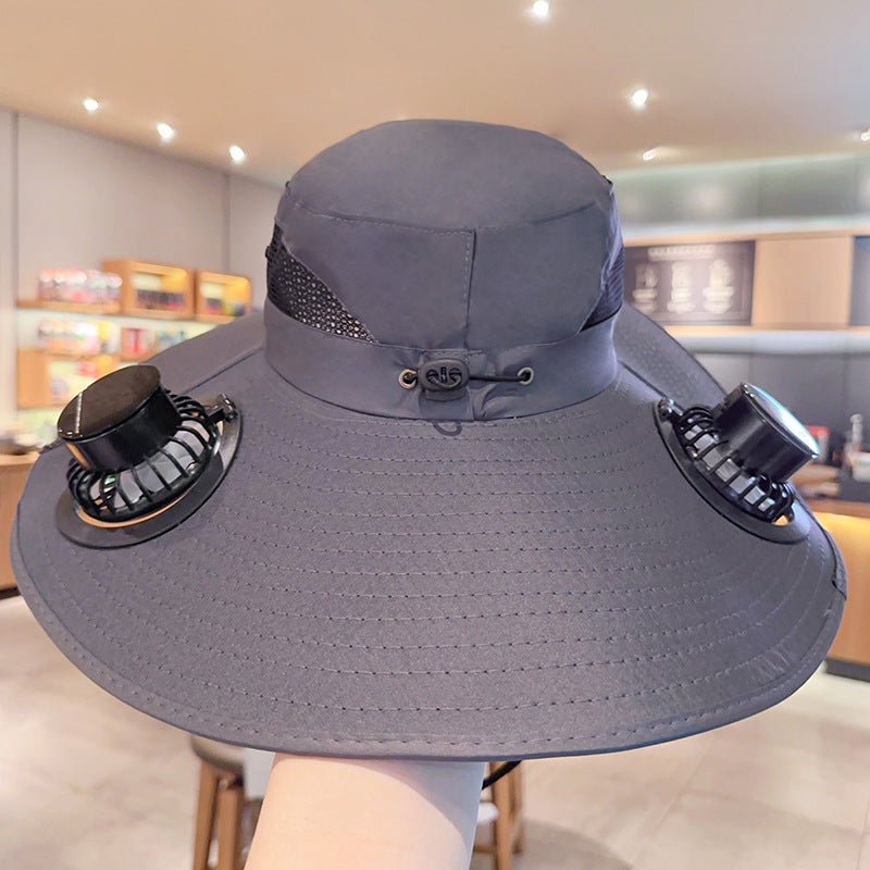 The Ultimate Father's Day Gift: Solar-Powered Outdoor Cooling Fan Hat | Wide-Brim UV Protection Sun Hat with Dual 5000 RPM Fans 🎁👴 LGZ