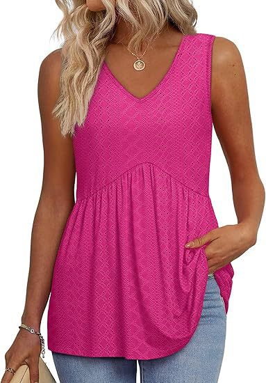 Everyday Comfortable V-neck Sleeveless Pleated Top - Flowy Summer High-End Top in 22 Vibrant Prints and Solid Colors-XXS
