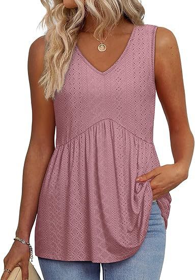 Everyday Comfortable V-neck Sleeveless Pleated Top - Flowy Summer High-End Top in 22 Vibrant Prints and Solid Colors-XXS