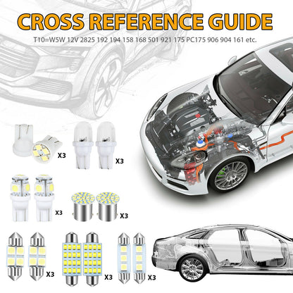 Ultimate 42-Piece Ultra-Bright Car LED Interior Upgrade Kit - Universal Compatibility Dome, Map & License Plate Lights-XXS