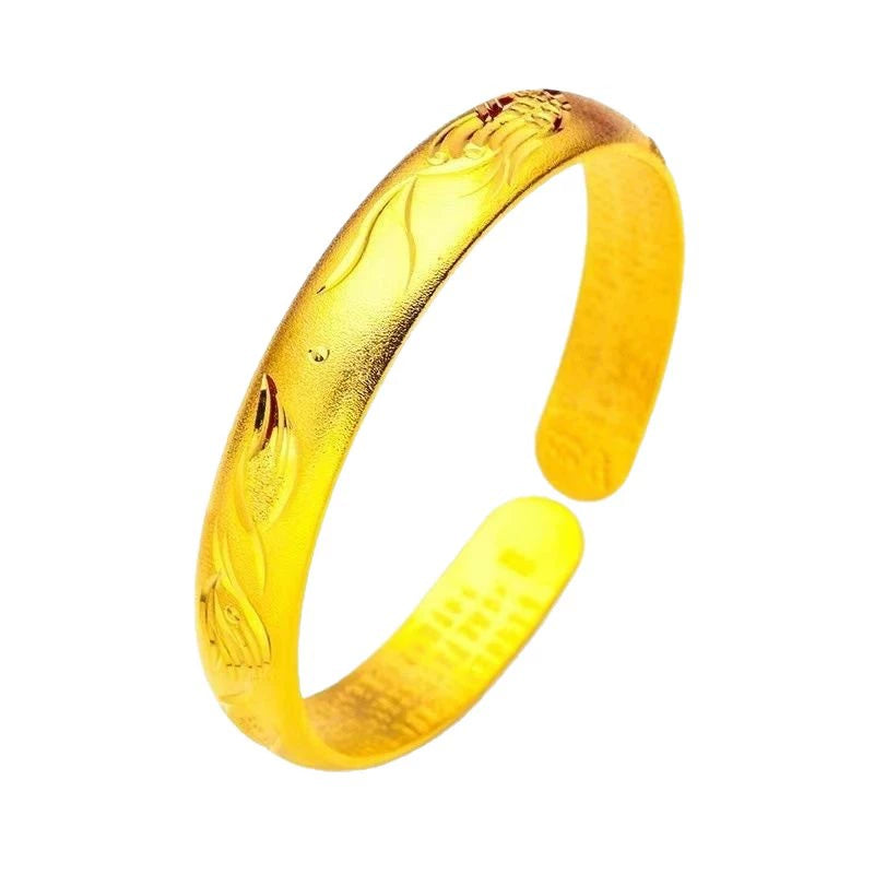💫Luxury Gold Bracelet for Women – Elegant Engraved Open Cuff Bangle Fashion Jewelry Gift-YOY