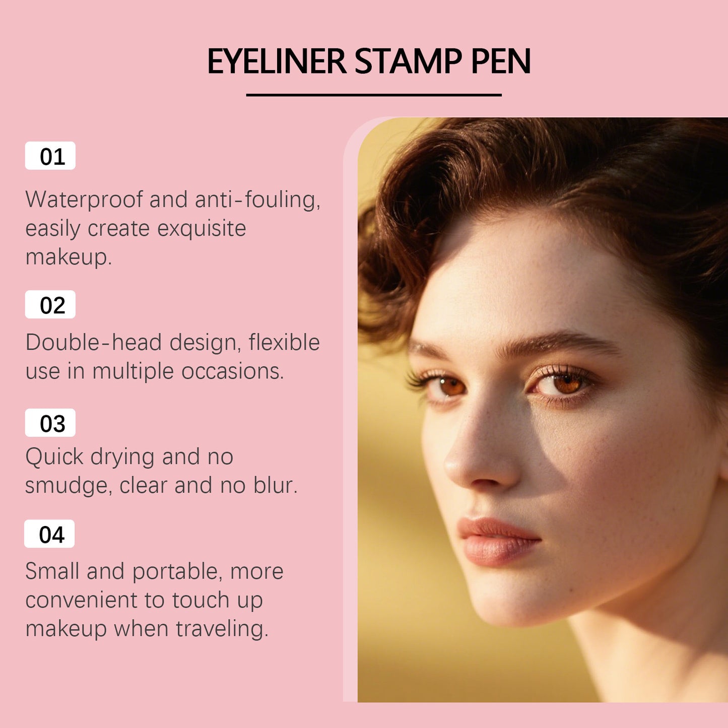 Rotating Eyeliner Stamp Pen – Dual-Head Design with Wing Stamp, Quick-Dry, Long-Lasting, Smudge-Proof for Easy Cat Eye, Sharp Winged Lines & All-Day Makeup Wear - Beginner Friendly Everyday Makeup Tool for Women, Women's cosmetics, Makeup tools. -AUX