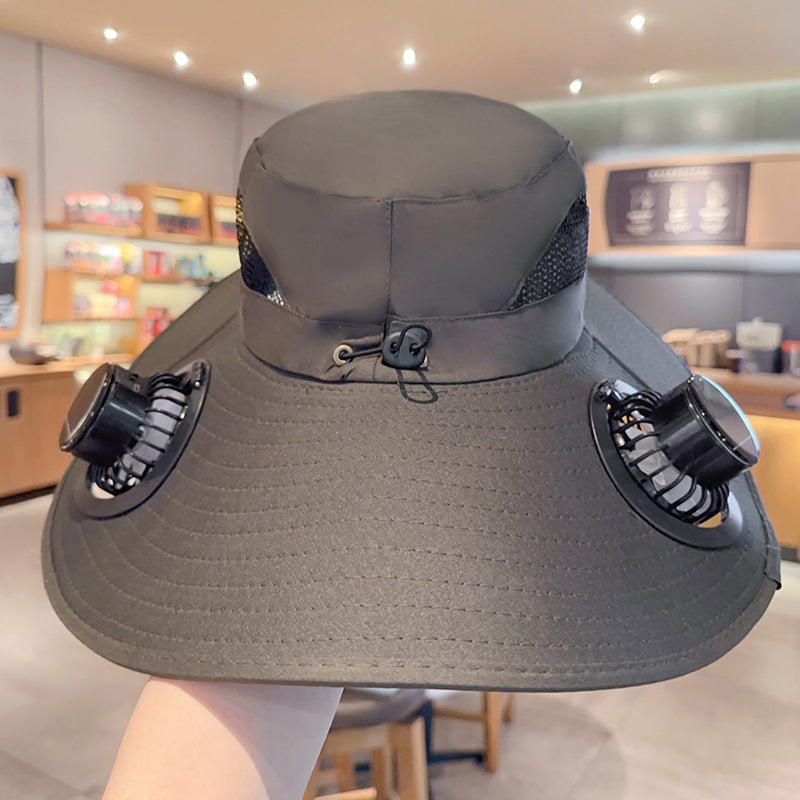 The Ultimate Father's Day Gift: Solar-Powered Outdoor Cooling Fan Hat | Wide-Brim UV Protection Sun Hat with Dual 5000 RPM Fans 🎁👴 LGZ