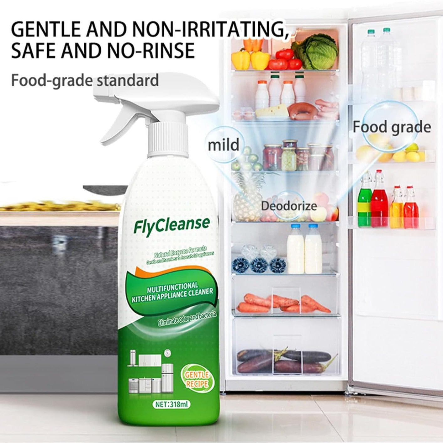 Multi-Functional Kitchen Appliance Cleaner Spray, Food-Safe & No-Rinse Formula-TTT
