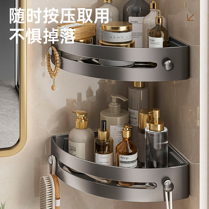 Premium No-Drill Corner Shower Caddy, 2-Tier Rust-Proof Bathroom Organizer with Hooks, Stainless Steel Wall Mount Shelf-TTT