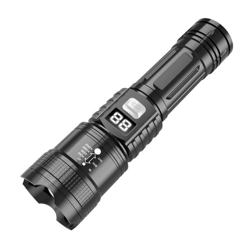 Zoomable High Lumen Rechargeable Tactical Flashlight with Power Percentage Screen-TTT