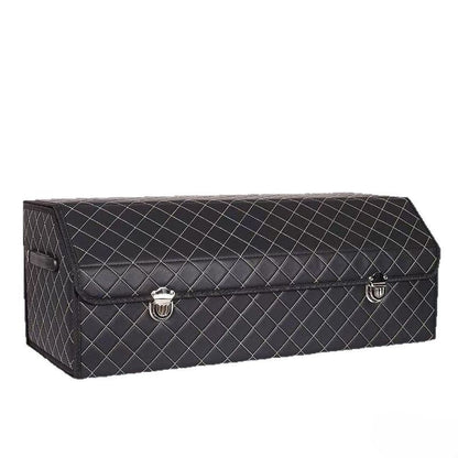 Premium Quilted Leather Car Trunk Storage Box | Large Capacity, Foldable & Customizable Organizer-YOY