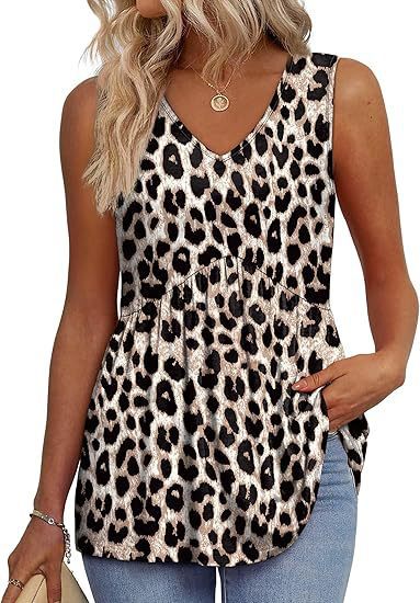Everyday Comfortable V-neck Sleeveless Pleated Top - Flowy Summer High-End Top in 22 Vibrant Prints and Solid Colors-XXS