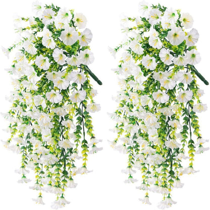 🌸 Lifelike Artificial Hanging Vines | Weatherproof Purple Trumpet Flowers for Year-Round Beauty-LT