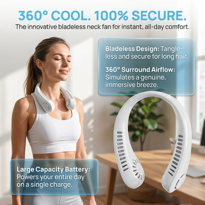 ❄️BreezeBud Bladeless Neck Fan | Hands-Free, No Hair-Tangle, USB Rechargeable Cooler for Summer Adventures & Everyday Life-WBJ