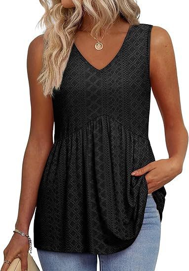 Everyday Comfortable V-neck Sleeveless Pleated Top - Flowy Summer High-End Top in 22 Vibrant Prints and Solid Colors-XXS