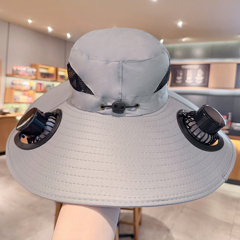 The Ultimate Father's Day Gift: Solar-Powered Outdoor Cooling Fan Hat | Wide-Brim UV Protection Sun Hat with Dual 5000 RPM Fans 🎁👴 LGZ