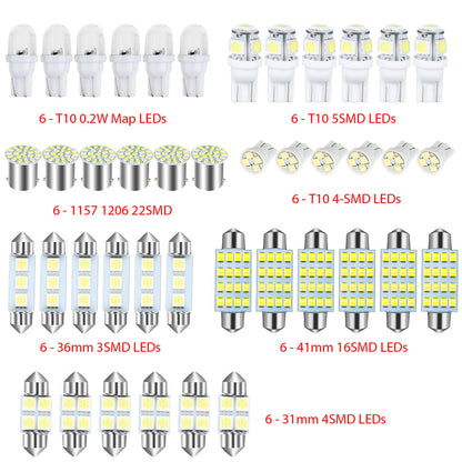 Ultimate 42-Piece Ultra-Bright Car LED Interior Upgrade Kit - Universal Compatibility Dome, Map & License Plate Lights-XXS