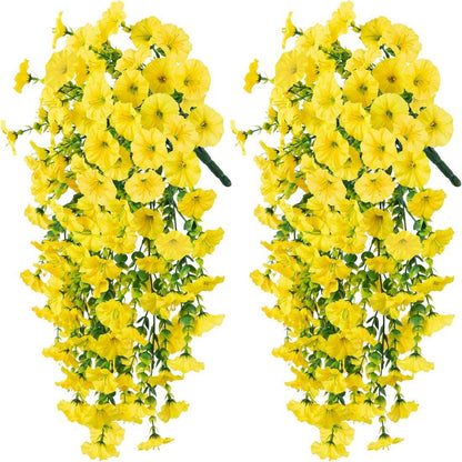 🌸 Lifelike Artificial Hanging Vines | Weatherproof Purple Trumpet Flowers for Year-Round Beauty-LT