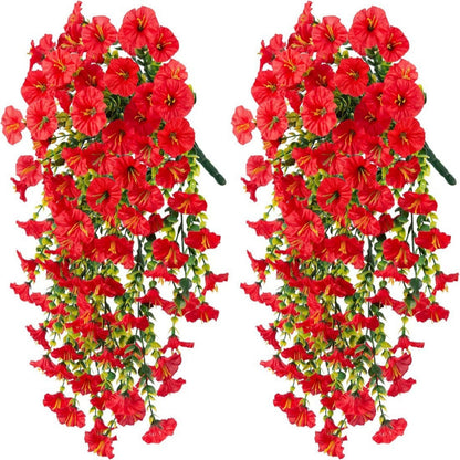 🌸 Lifelike Artificial Hanging Vines | Weatherproof Purple Trumpet Flowers for Year-Round Beauty-LT