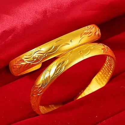 💫Luxury Gold Bracelet for Women – Elegant Engraved Open Cuff Bangle Fashion Jewelry Gift-YOY