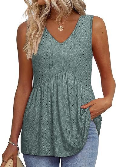 Everyday Comfortable V-neck Sleeveless Pleated Top - Flowy Summer High-End Top in 22 Vibrant Prints and Solid Colors-XXS