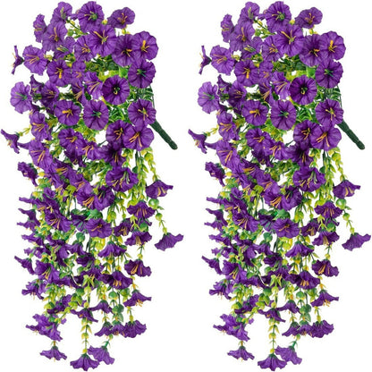 🌸 Lifelike Artificial Hanging Vines | Weatherproof Purple Trumpet Flowers for Year-Round Beauty-LT