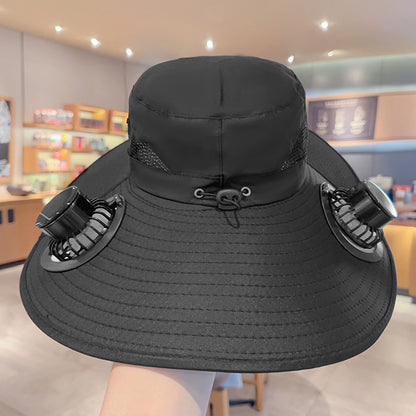 The Ultimate Father's Day Gift: Solar-Powered Outdoor Cooling Fan Hat | Wide-Brim UV Protection Sun Hat with Dual 5000 RPM Fans 🎁👴 LGZ