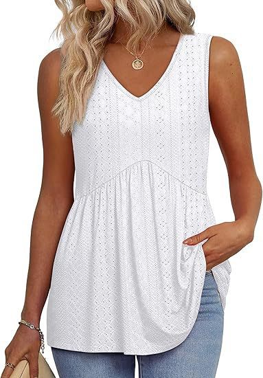 Everyday Comfortable V-neck Sleeveless Pleated Top - Flowy Summer High-End Top in 22 Vibrant Prints and Solid Colors-XXS