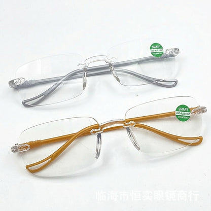 New Blue Light Blocking Progressive Rimless HD Fashion Reading Glasses-SUY