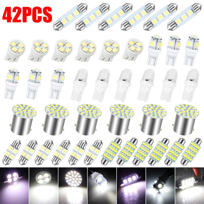Ultimate 42-Piece Ultra-Bright Car LED Interior Upgrade Kit - Universal Compatibility Dome, Map & License Plate Lights-XXS