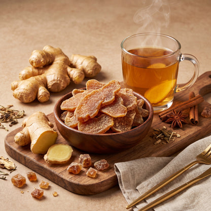 Premium Crystallized Brown Sugar Ginger Slices - Thick Cut, Chewy & Pure Natural Energy-XXS