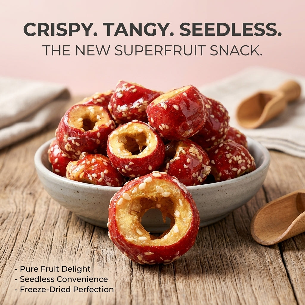 GutRest Freeze-Dried Sesame Candied Hollow Hawthorn Rings | Natural Digestive Snack, Eases Bloating & Gas, Boost Appetite, Relieve Dizziness & Improve Restless Sleep-SUY