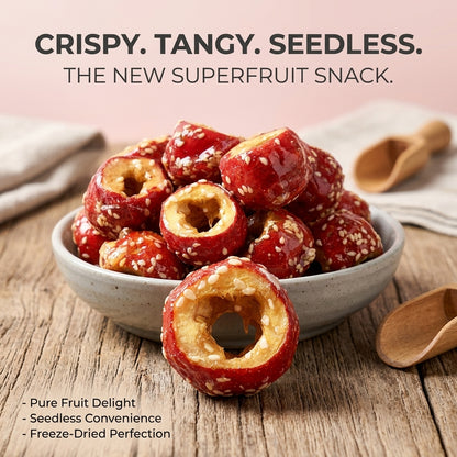 GutRest Freeze-Dried Sesame Candied Hollow Hawthorn Rings | Natural Digestive Snack, Eases Bloating & Gas, Boost Appetite, Relieve Dizziness & Improve Restless Sleep-SUY