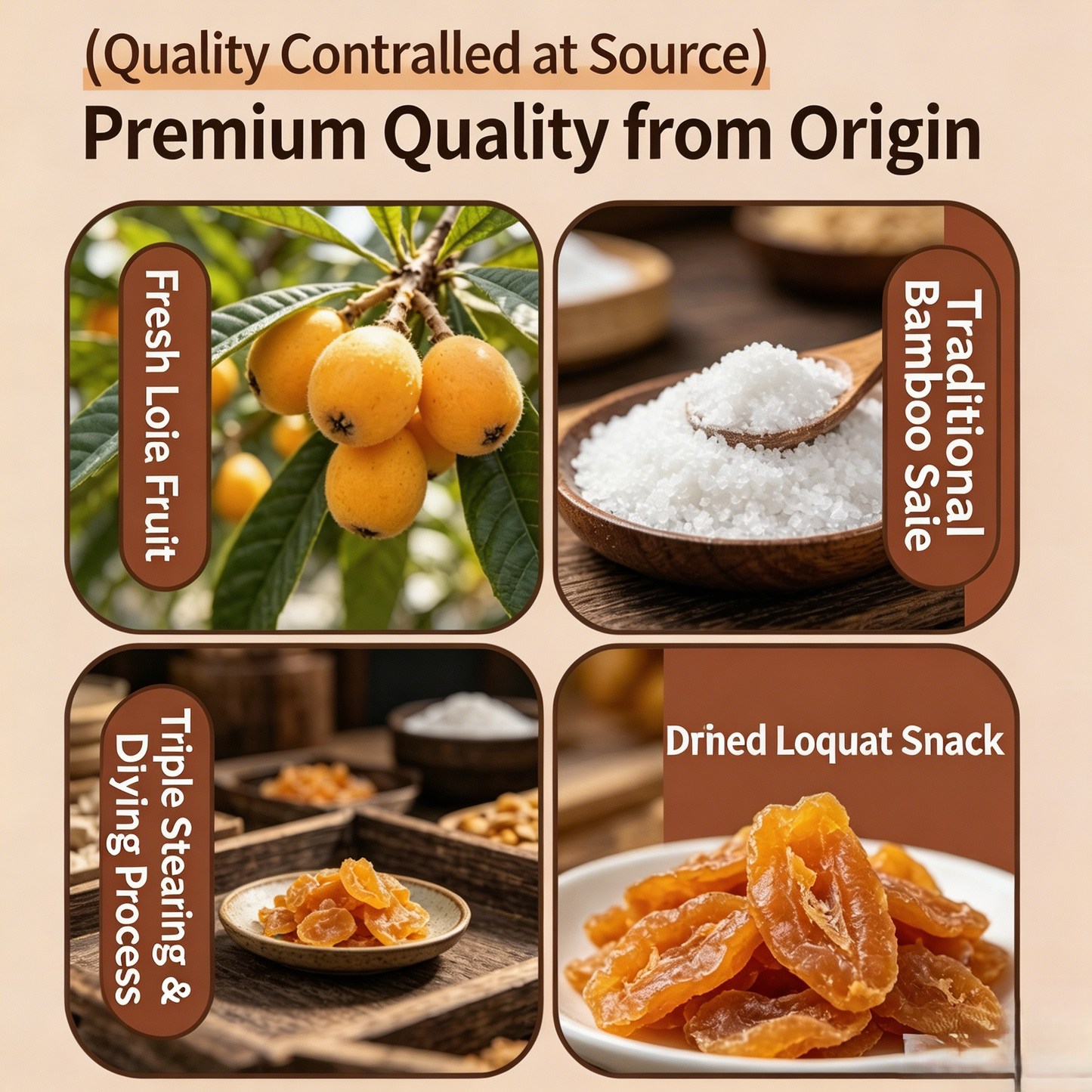 😋Bamboo Salt Dried Loquat - 🍃Natural Healthy Green Snack.-AUX