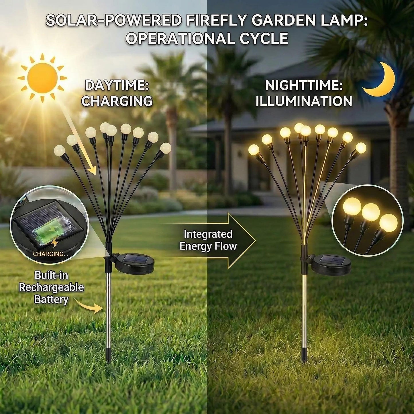 Solar-Powered Swaying Firefly Garden Lights | Waterproof Outdoor Stake Lights for Yard, Pathway & Landscape Decor 🏡✨ LGZ