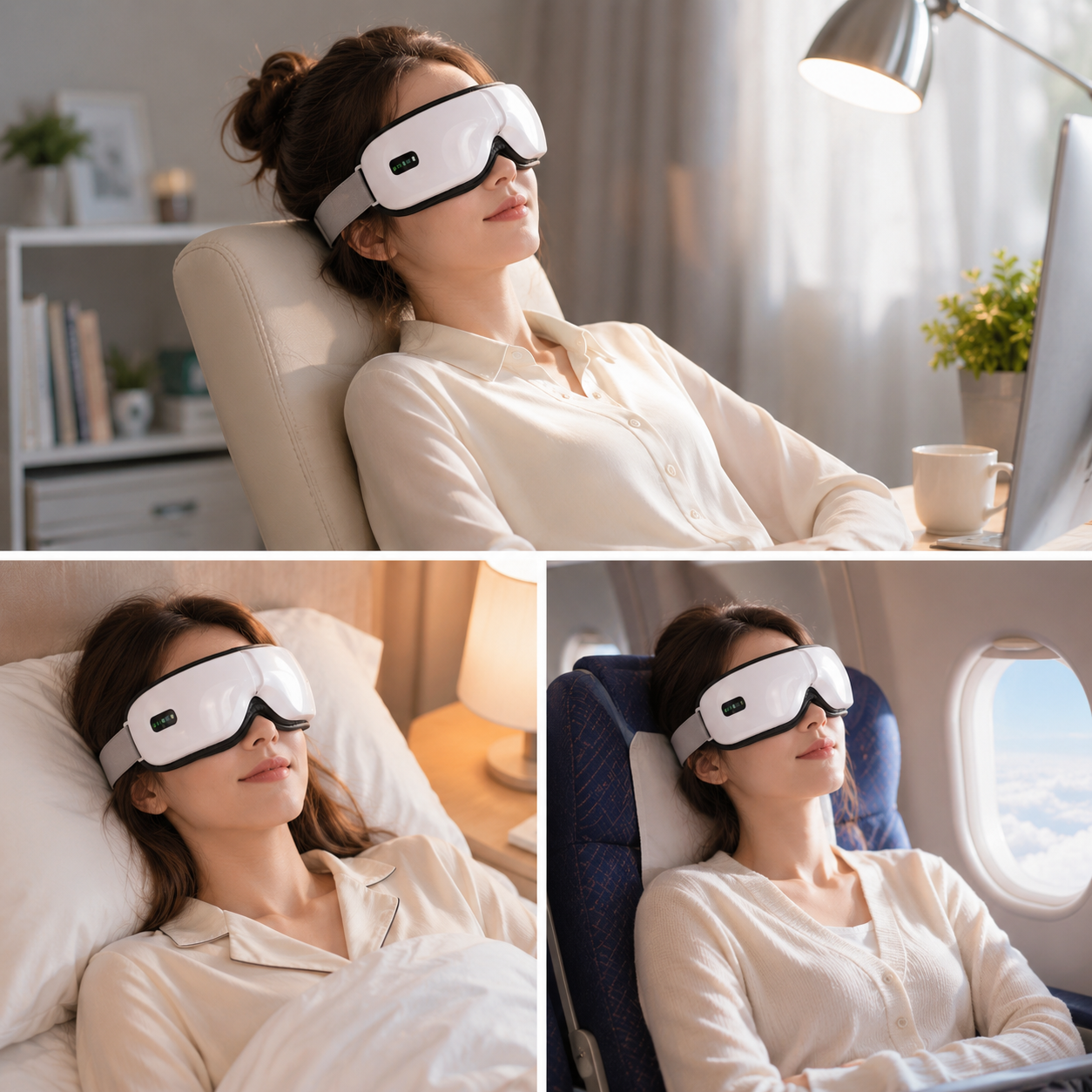💆‍♀️ Meet your personal eye masseuse. Bring the luxury spa home! Our multi-zone airbags perfectly mimic human hands to gently knead away the day's stress. Combine it with full-eye heat therapy for the ultimate 15-minute healing ritual. ✨-QZZ