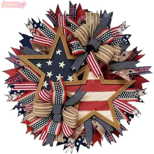 Premium Patriotic Star Wreath | Rustic Americana Front Door Holiday Decor 🇺🇸✨ LGZ