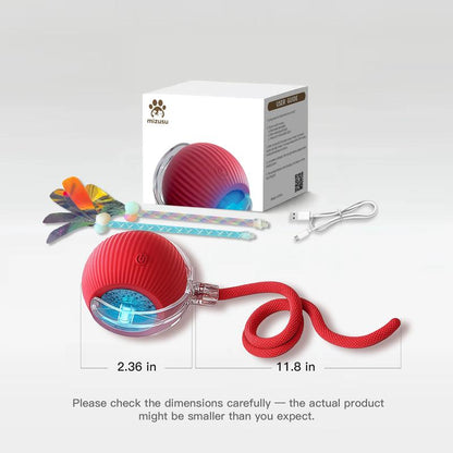 Interactive Moving Cat Toy Ball, Automatic Rolling Pet Toy with Tail, USB Rechargeable Smart Ball for Cats & Small Dogs-TTT
